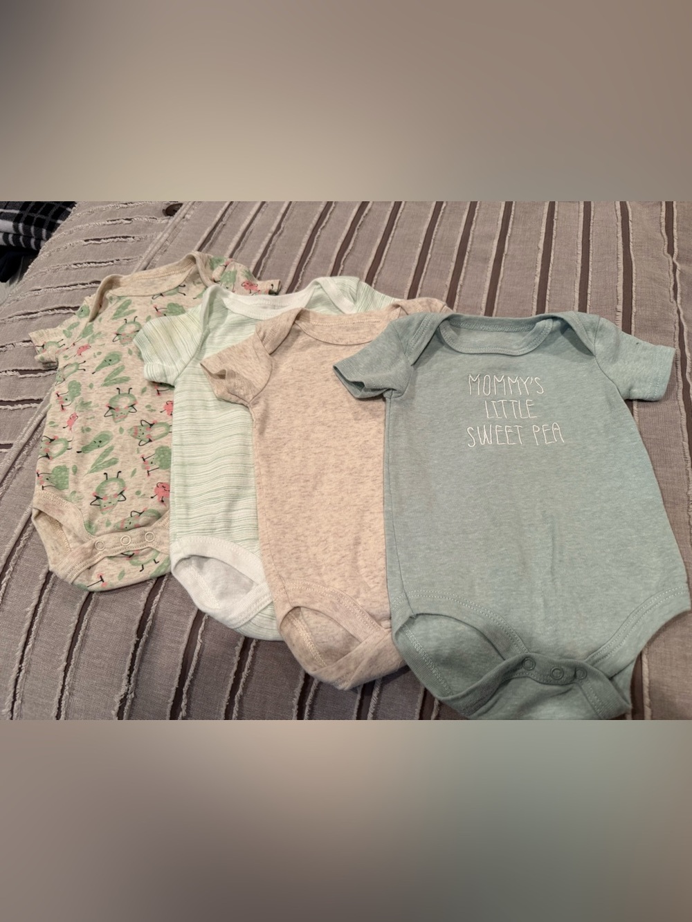 Rene Rofe Baby Green and Neutral One-Piece Bodysuit Set